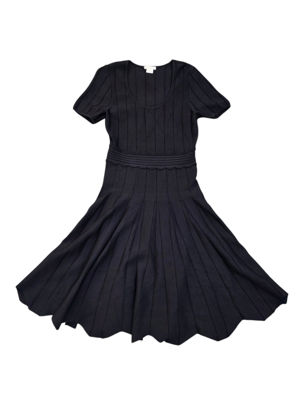 Shoshanna Classic Short-Sleeve Black Knit Fit & Flare Dress Medium